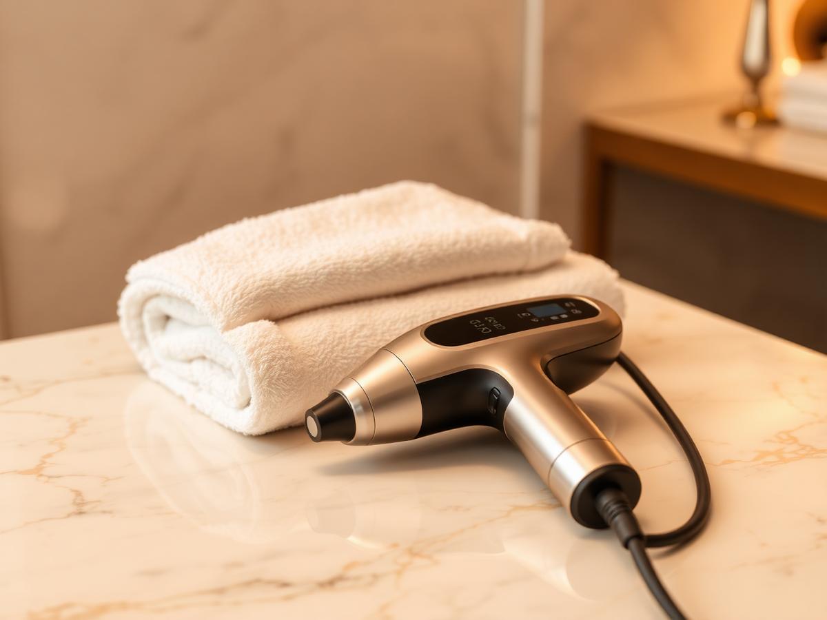 Laser hair removal handpiece prepared for a men's back treatment at LB Beauty Spa Miami